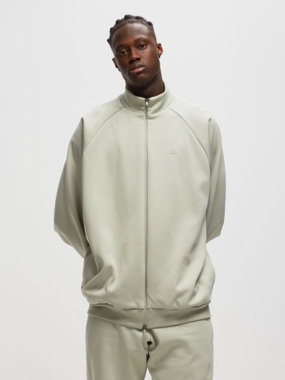 Adidas men's 2 piece track sweat suit basketball sage green L/M